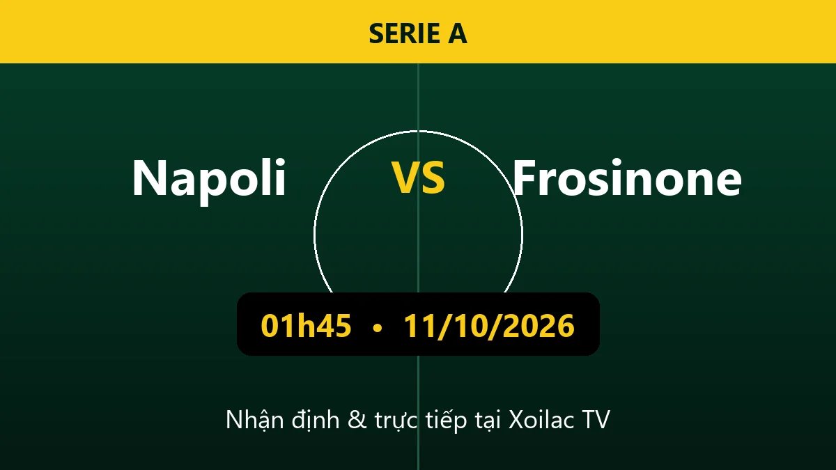 Nhận định Napoli vs Frosinone 01h45 ngày 11/10/2026